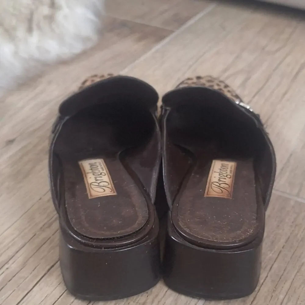 Brighton Leopard Print Slip-On Loafers with Brown Leather Sz. 7.5N